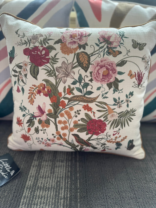 Floral pillow with gold pipping