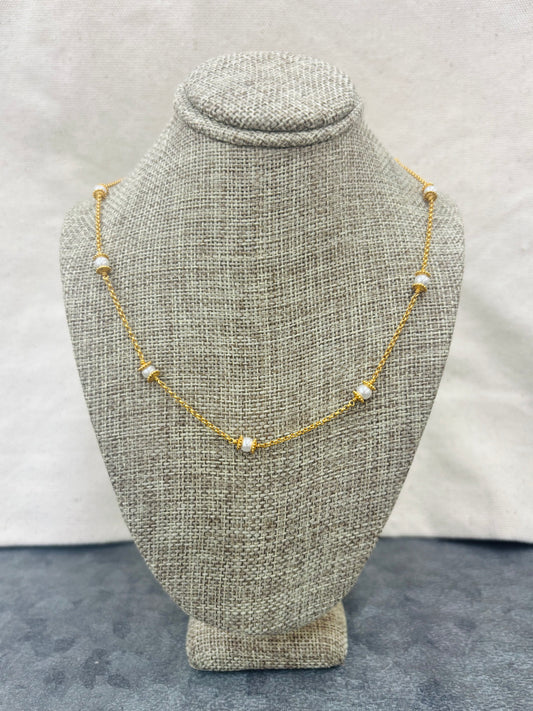 Hydra Delicate Station Pearl Necklace