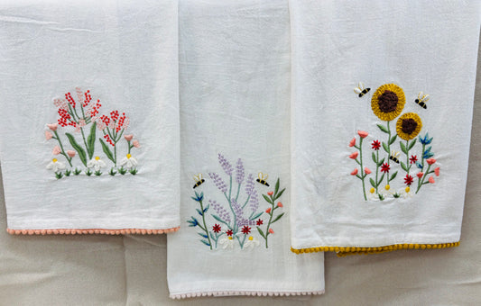 Embroidered Spring Tea Towels