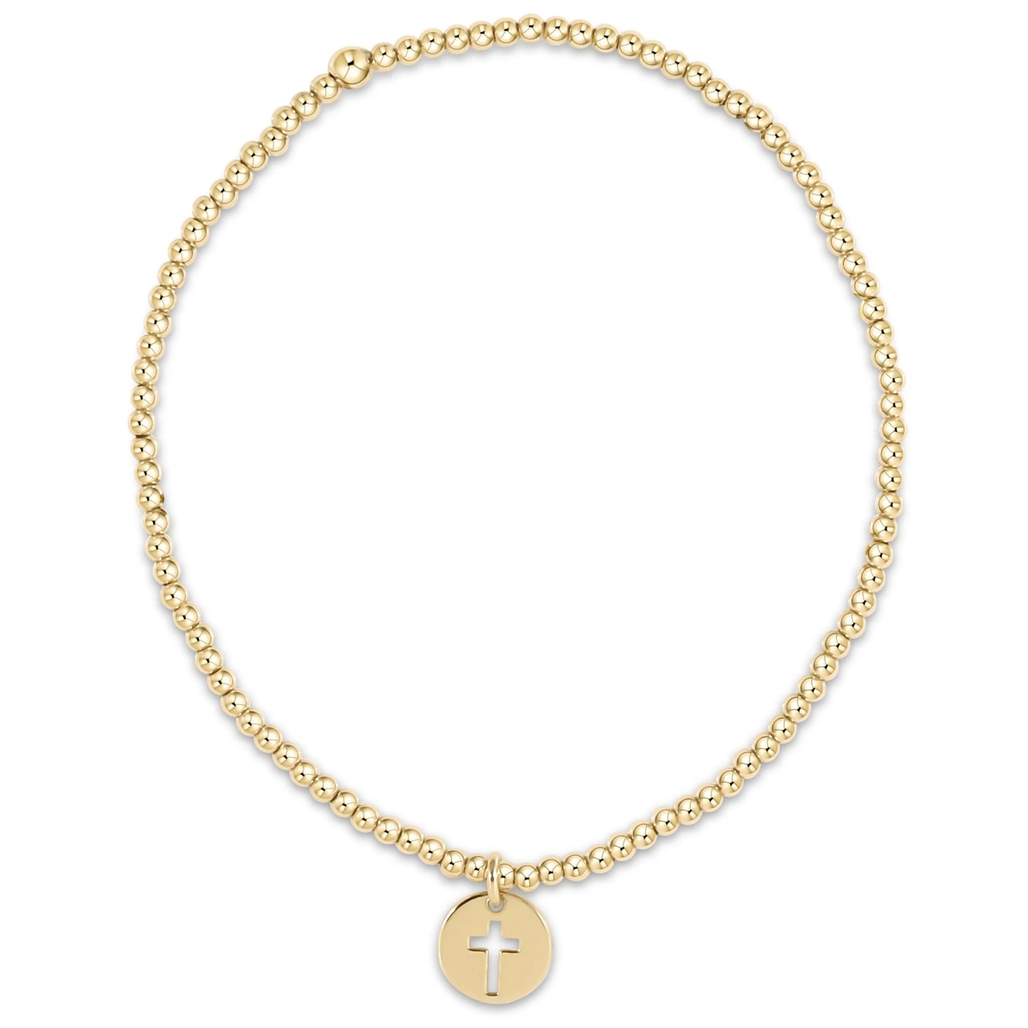 classic gold bead bracelet - blessed disc - 2 SIZES