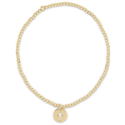 classic gold bead bracelet - blessed disc - 2 SIZES