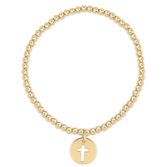 classic gold bead bracelet - blessed disc - 2 SIZES