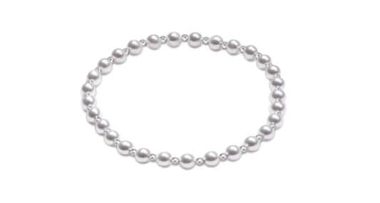 Classic Grateful Pattern Sterling 4mm Bead Bracelet- Pearl