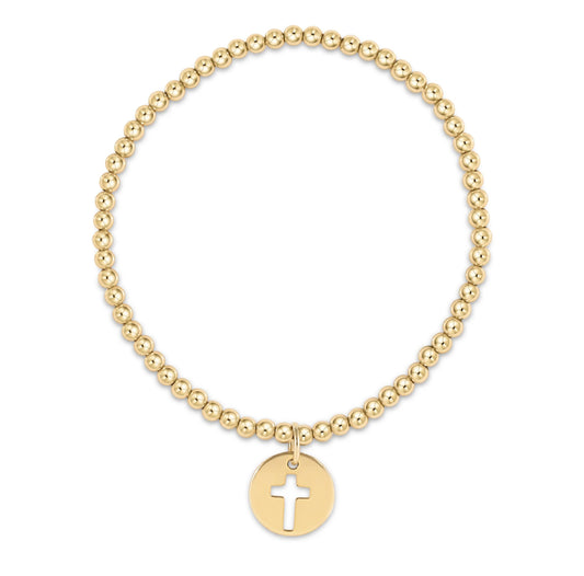 Classic Gold 3mm Bead Bracelet- Blessed Gold Disc