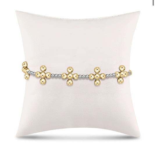 Signature Cross Sincerity Pattern Sterling 2.5mm Bead Bracelet- Classic Beaded Signature Cross Gold-4mm bead Gold