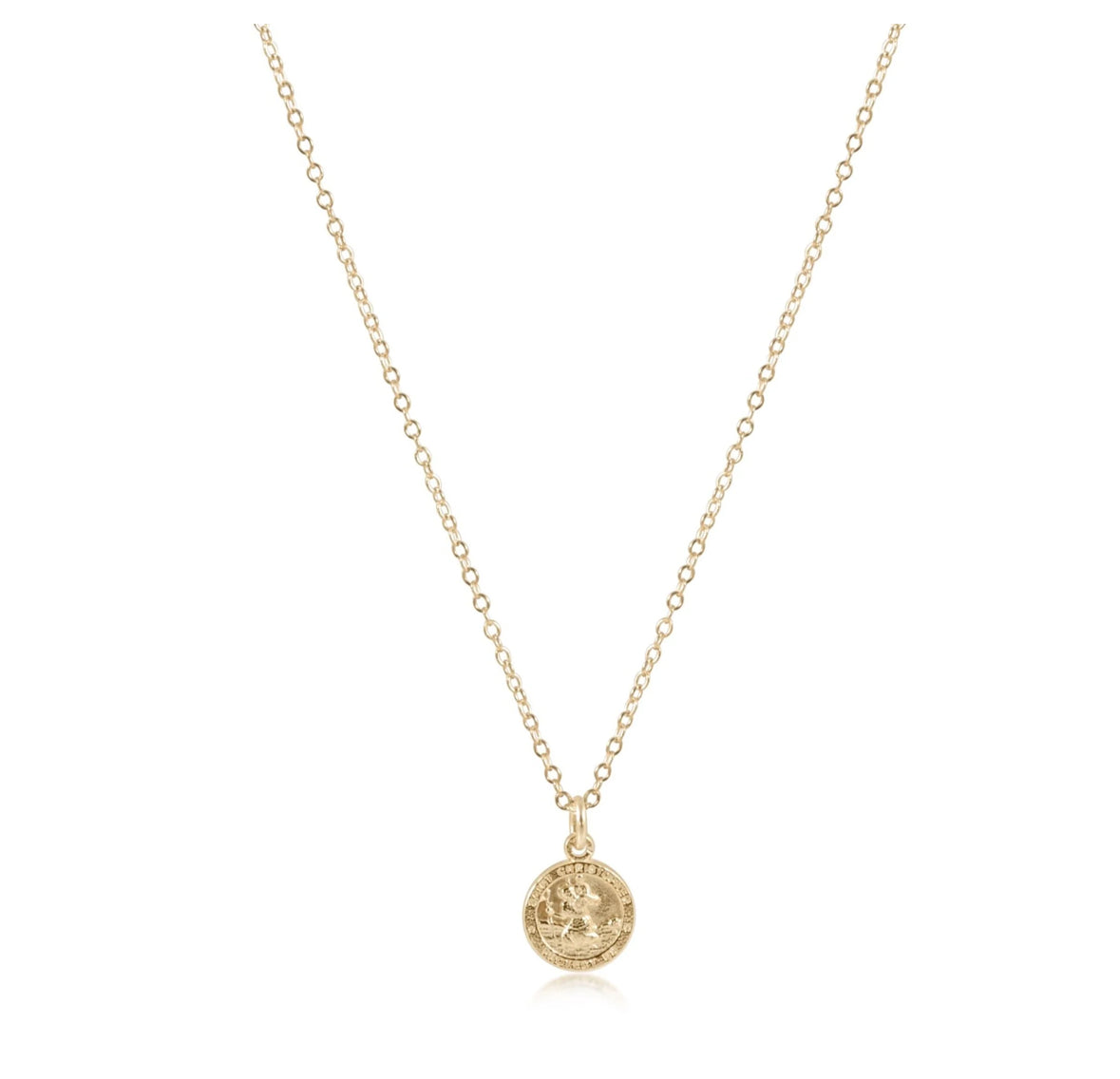 16" Necklace Gold- protection gold disc