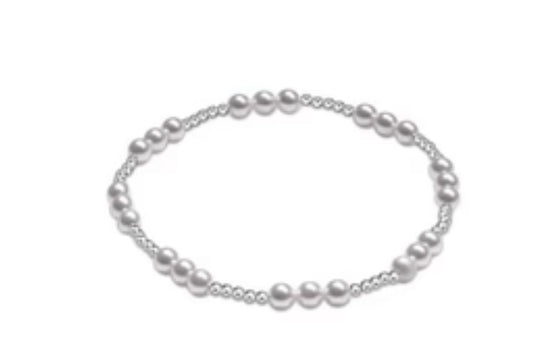 Classic Joy Pattern Sterling 4mm Bead Bracelet-Pearl