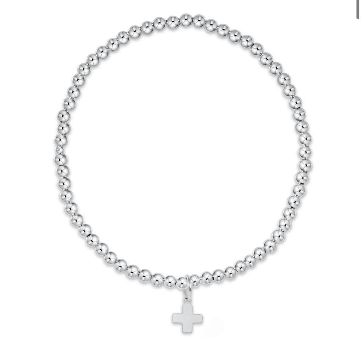 Classic Sterling 2mm Bead Bracelet- Signature Cross