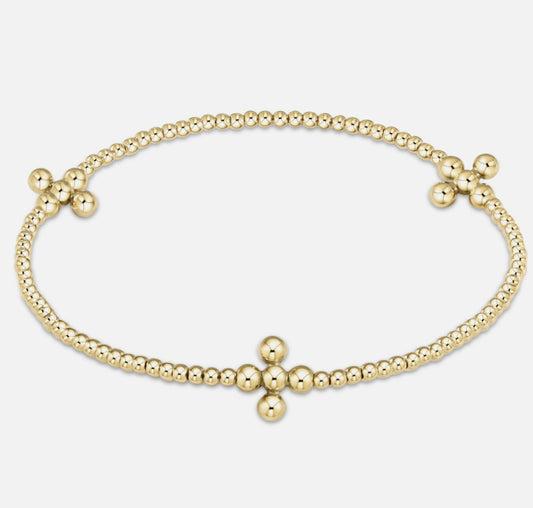 signature cross gold pattern 2mm bead bracelet - classic beaded signature cross gold