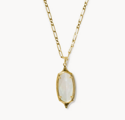 Dani Stepped Frame Gold Long Pendant Necklace
