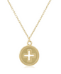eNewton 16" Necklace Gold Signature Cross Gold Disc
