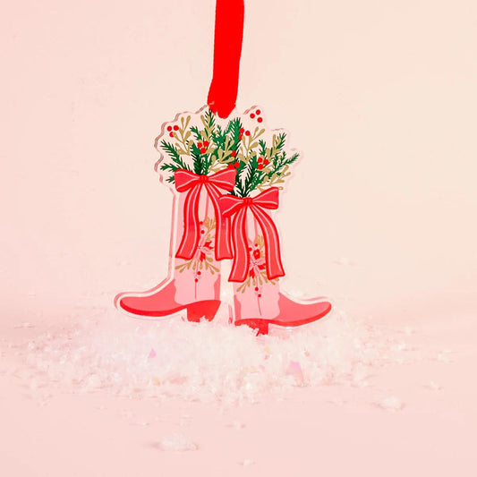 Acrylic Boots and Berry Ornament
