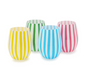 Celebration Stripe Set of 4 Hand-Painted Stemless Wine Glass