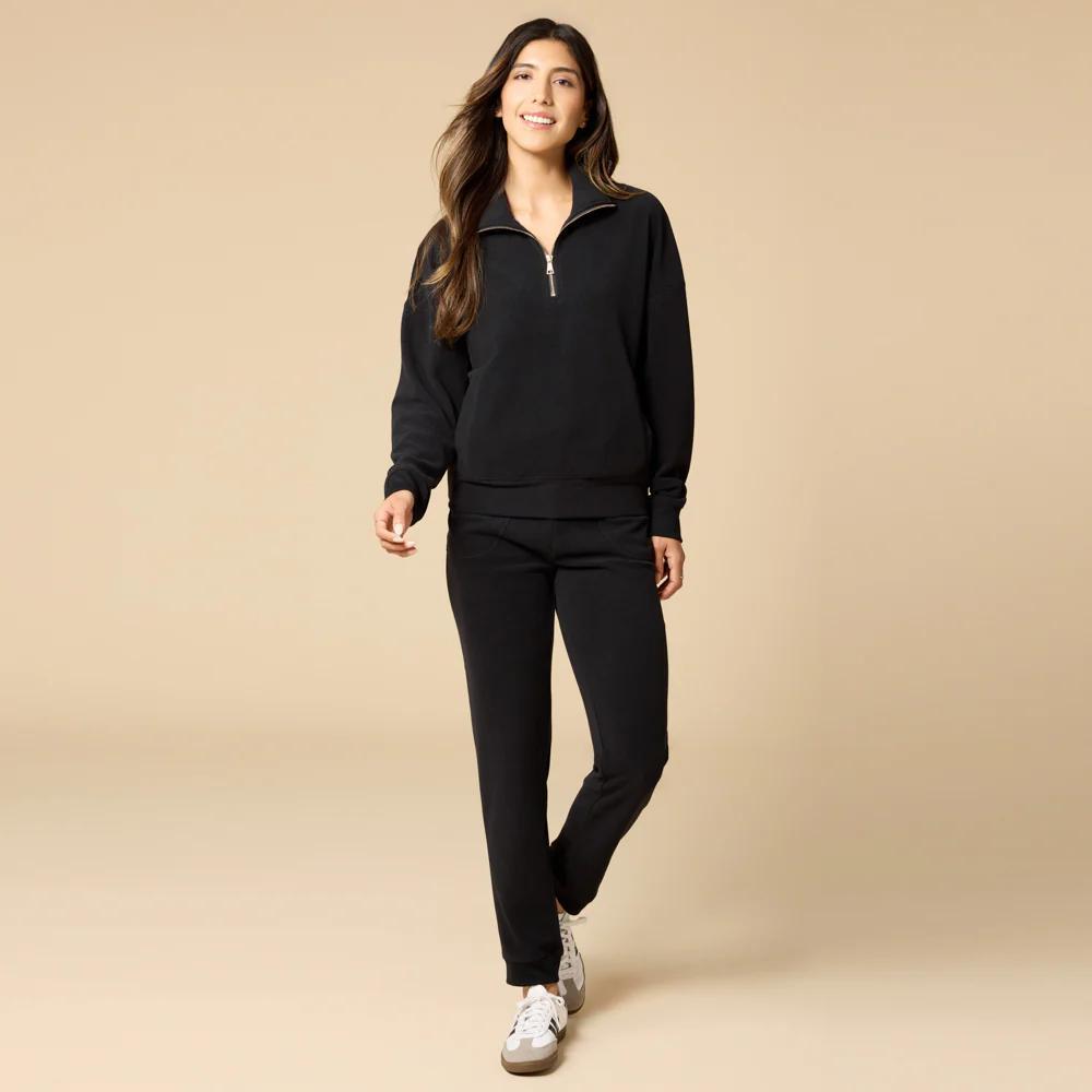 Vintage Terry 1/4 Zip with Jogger - Black