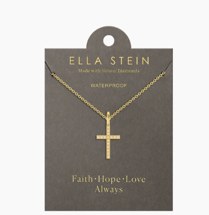 Gold Believe Cross Pendant Necklace