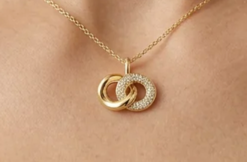 Gold Entwined Discs Pendant Necklace