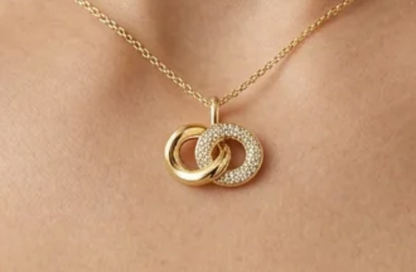 Gold Entwined Discs Pendant Necklace