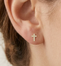 Gold Small Cross Stud Earrings