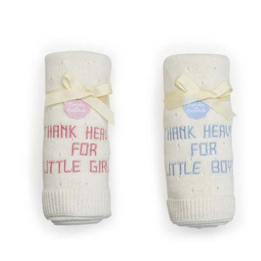 Thank Heaven Embroidered Knit Blanket
