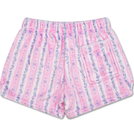 floral stripes plush shorts