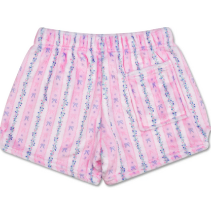 floral stripes plush shorts