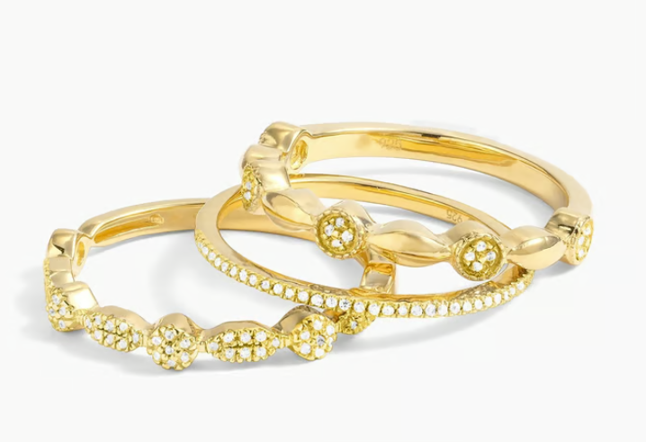 Gold Shiny Three Stack Ring
