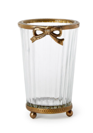 antique gld finish hand cut glass bow vase