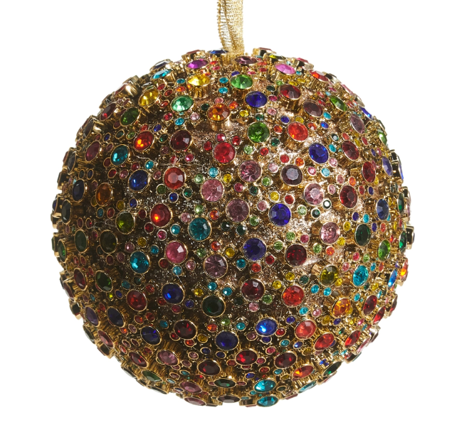 4" Multicolor Jewel Ball Ornament