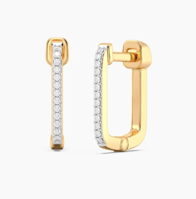 Gold Medium Square Classic Huggie Earrings