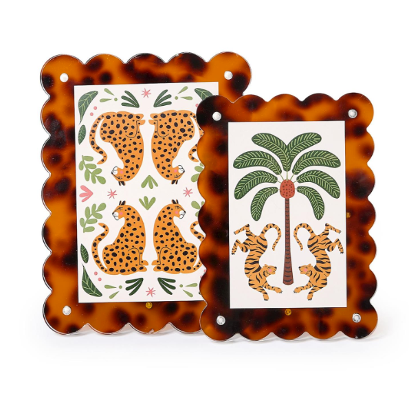 Tortoise Print Scalloped Edge Acrylic Photo Frames