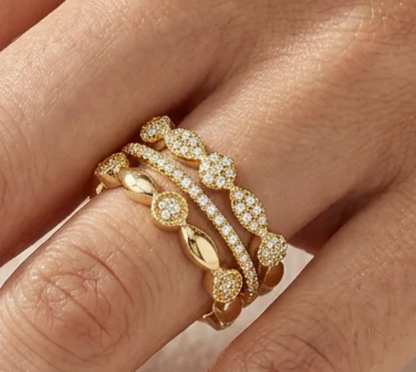 Gold Shiny Three Stack Ring