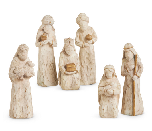 5" White Carved Nativity