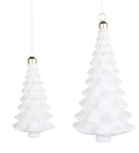 7" White Iridescent Tree Ornaments
