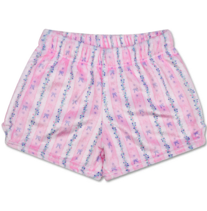 floral stripes plush shorts