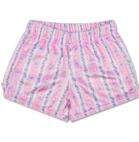 floral stripes plush shorts