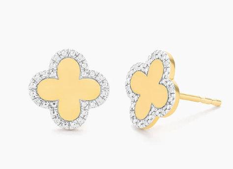 Gold Classic Bloom Clover Stud Earrings