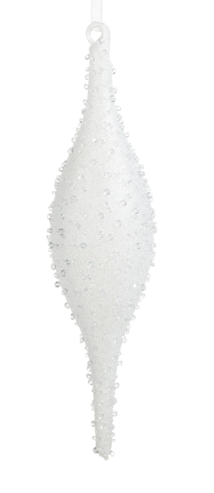 10.25" White Jeweled Finial Ornament
