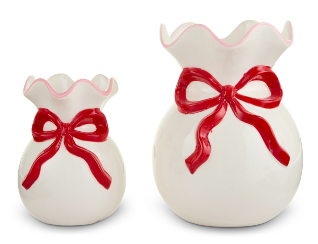 bow ruffled vases
