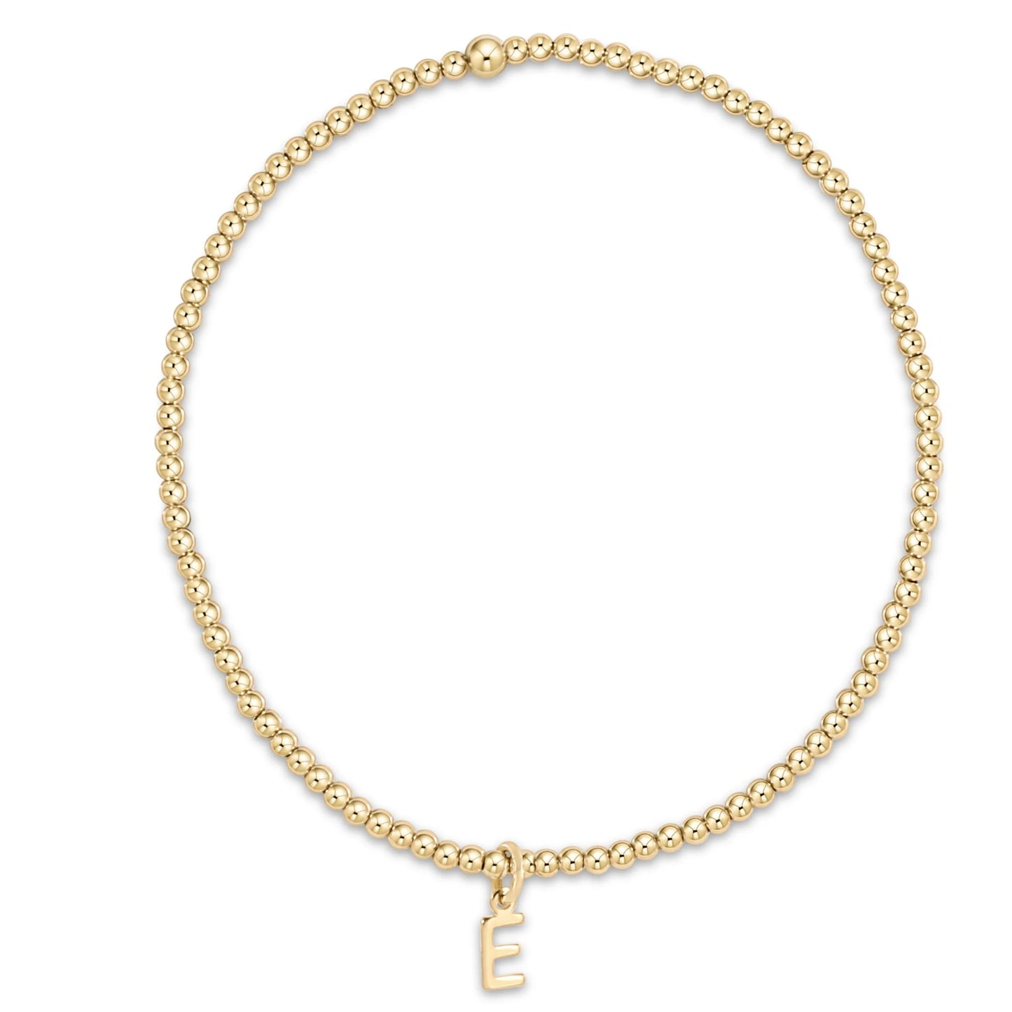 classic gold 2mm bead bracelet - Initial Charm